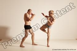 Underwear Martial art Man - Man White Moving poses Athletic Short Blond Dynamic poses Academic